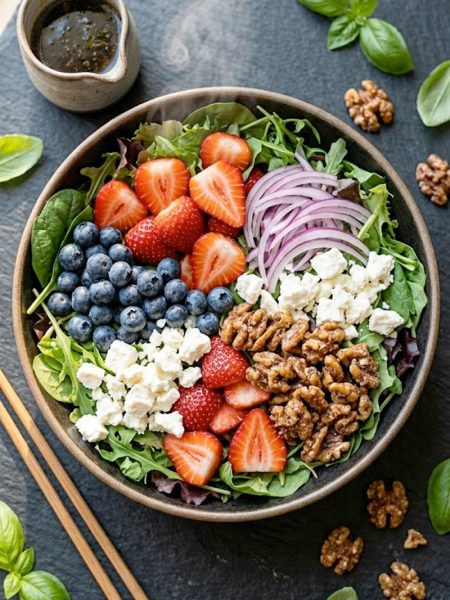 Best Easter Salad with Strawberries Blueberries and Feta