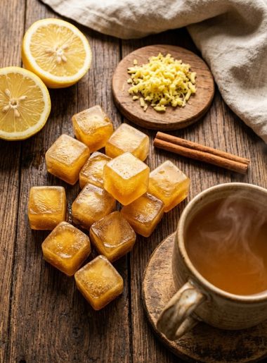 Honey ginger lemon tea ice cubes